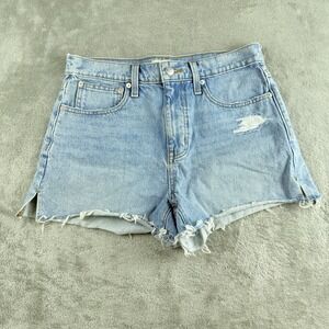 Madewell Jeans Shorts Womens 26x3 Blue Denim Relaxed Distressed Raw Hem Cut Off
